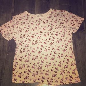 White slim shirt with roses